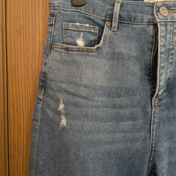 Loft High Waist Straig ht Leg Distressed Blue Jeans-Size 30/10 - Picture 2 of 6